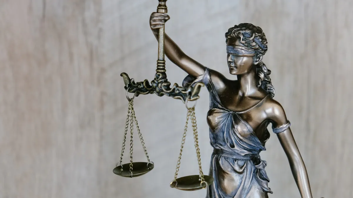 A bronze statue of Lady Justice holding balanced scales, representing the legal support and exit strategy available to U.S. timeshare owners seeking contract termination