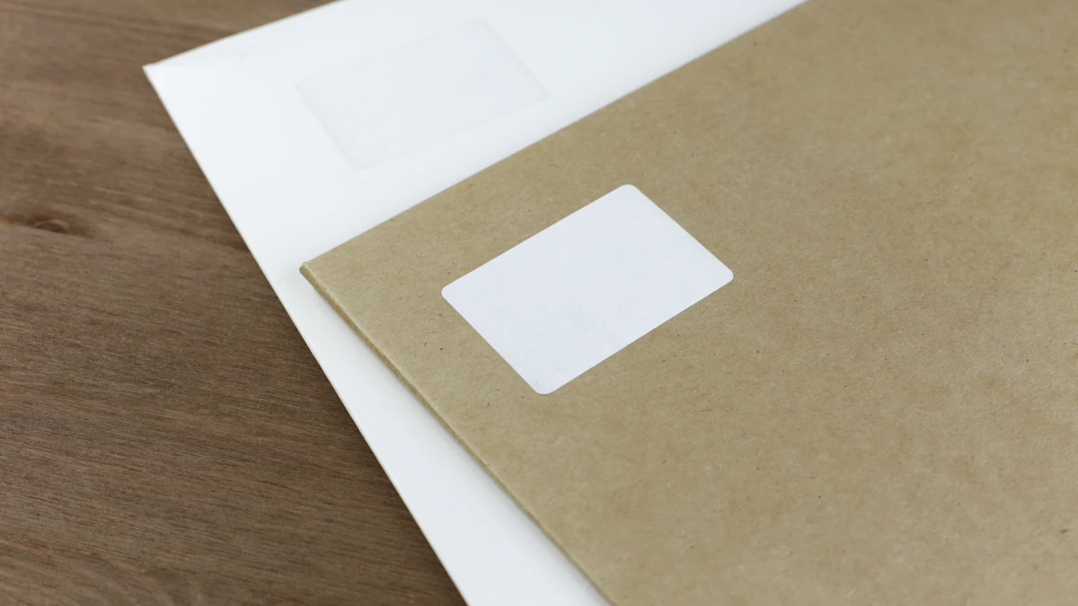 A white envelope and a brown envelope with blank address labels on a wooden table, representing a timeshare rescission notice ready for certified mail
